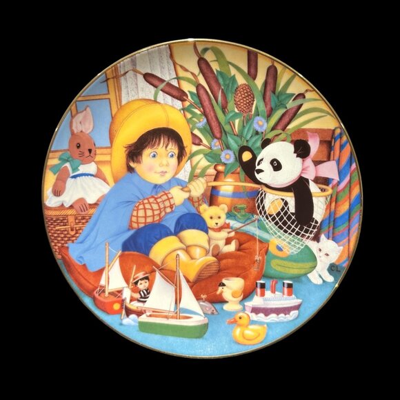 Vintage Carol Lawson Collector Plate "Little Fisherman", Limited Edition - Picture 1 of 2